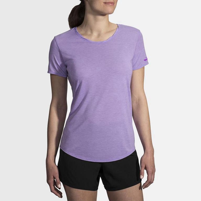 Brooks Distance Womens Short Sleeve Running Shirt - Purple - Philippines (981632NXJ)